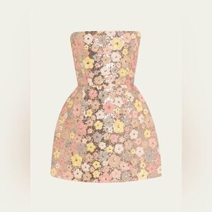 NWOT BRONX AND BANCO Maraya Strapless Floral Sequin Fit & Flare Mini Dress